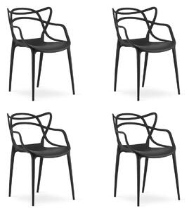 Set 4 stolov iz plastike KATO, črna