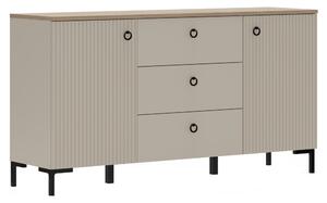 KONDELA Komoda, sivo-rjava Taupe/hrast silverjack, DOMCA 2D3S