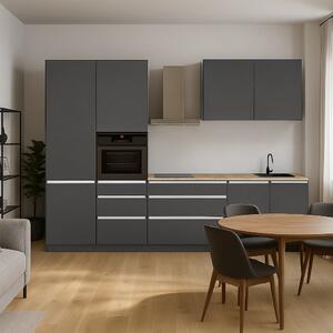 KONDELA Kuhinjski blok, 3,3 m, antracit mat/antracit, ASTI 330