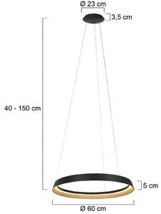 Ringlux LED viseča svetilka, 1-svetlobna, črna, kovinska