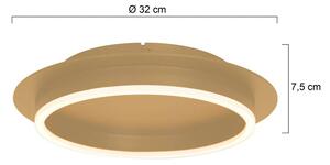 Ringlux LED stropna svetilka, zlate barve, Ø 32 cm, kovinska