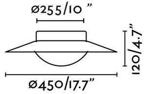 LED stenska svetilka Side 450, črna/zlata, jeklo/steklo, Ø 45 cm