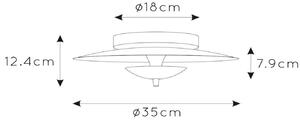 Stropna svetilka Vulcan LED, črna/zlata, Ø 35 cm, z možnostjo zatemnitve