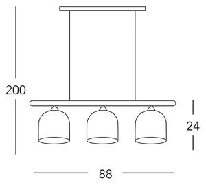 KOLARZ Chalet viseča svetilka, dolžina 88 cm, bela/rjava, 3-svetlobna