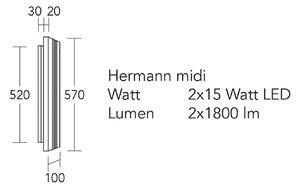 HerzBlut LED stenska svetilka Hermann midi, oljni hrast, možnost zatemnitve