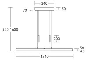 HerzBlut LED viseča svetilka Leonora, 121 cm, les, možnost zatemnitve