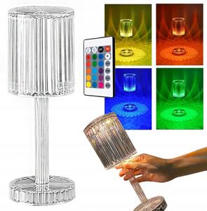 LED RGB aku. namizna kristalna svetilka USB daljinec