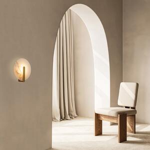 Zambelis LED-stenna svetilka 2552, bela/zlata, premer 25 cm, alabaster, Bela, Dnevna soba / jedilnica, Kamen