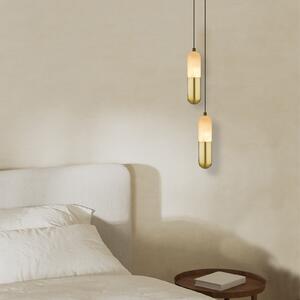 Zambelis LED-visoka svetilka 2545 medenina/bela Ø 5 cm kovina/alabaster z možnostjo, zatemnjen, Zlata / medeninasta, Dnevna soba / jedilnica, Kovina