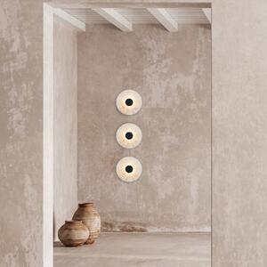 Zambelis LED-stenna svetilka 2551, bela/črna, premer 25 cm, alabaster, Bela, Dnevna soba / jedilnica, Kamen