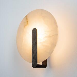 Zambelis LED-stenna svetilka 2553, bela/črna, premer 25 cm, alabaster, Bela, Dnevna soba / jedilnica, Kamen