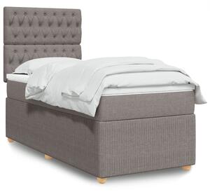 VidaXL Box spring postelja z vzmetnico taupe 90x200 cm blago