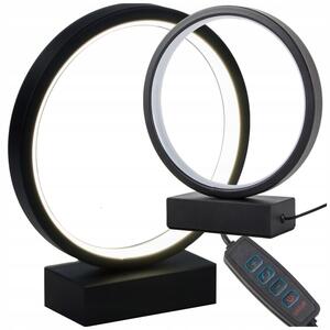 LED okrogla namizna svetilka 3 barve svetlobe USB 23cm črna