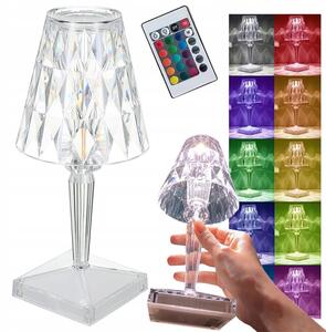 LED RGB aku. namizna kristalna svetilka USB daljinec 25cm