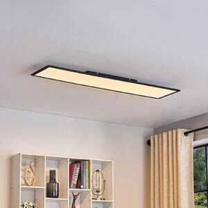 Lindby LED plošča Lamin, črna, 120 cm, CCT, z možnostjo zatemnitve, daljinski, zatemnjen, Črna, Dnevna soba / jedilnica, Kovina, Sodobni