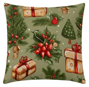 Prevleka za vzglavnik iz mikrovlaken CHRISTMAS PRESENTS 45x45 cm, zelena