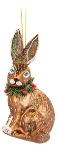 Steklen ročno izdelan okrasek za jelko 5 cm Festive Hare – Sass & Belle