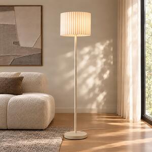 Lindby stoječa svetilka Libbie, bež, višina 150 cm, lan, E27, Bež, Dnevna soba / jedilnica, Tkanine / tekstil, Skandinavski