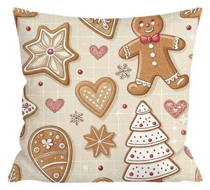 Bombažna prevleka za vzglavnik GINGERBREAD JOY 45x45 cm, bež