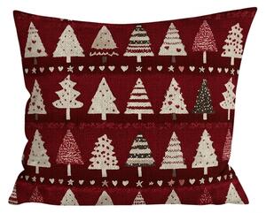 Bombažna prevleka za blazino BURGUNDY TREES 45x45 cm, vinsko rdeča