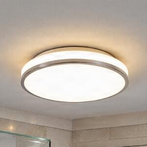 Lindby LED stropna svetilka Lyss, Ø 34 cm, krom barva, IP44, Bela, Kopalnica, Steklo, Sodobni