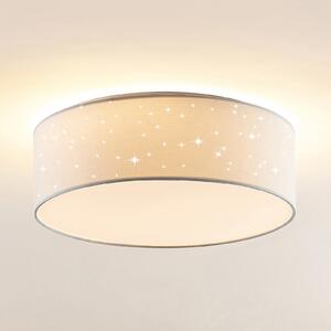 Lindby LED stropna svetilka Ellamina, 40 cm, bela, tekstil, Bela, Dnevna soba / jedilnica, Tkanine / tekstil, Sodobni