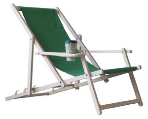 ATMOWOOD Lesen vrtni ležalnik z držalom za pijačo - zelen
