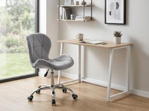 Set za delovno sobo ZARIMO miza 80x40 cm, bela/hrast sonoma + stol AVOLA VELVET, svetlo siva