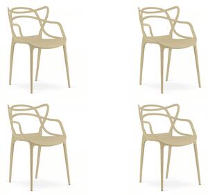 Set 4 stolov iz plastike KATO, bež