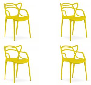 Set 4 stolov iz plastike KATO, rumena