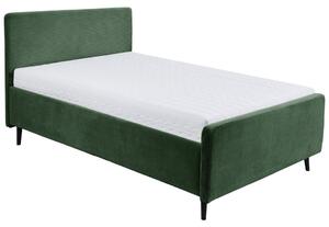 OBLAZINJENA POSTELJA 140 cm x 200 cm , tekstil, leseni material olivno zelena