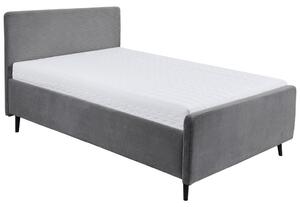 OBLAZINJENA POSTELJA 140 cm x 200 cm , tekstil, leseni material temno siva