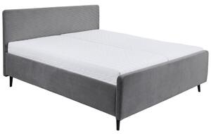 OBLAZINJENA POSTELJA 160 cm x 200 cm , tekstil, leseni material temno siva