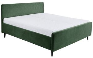 OBLAZINJENA POSTELJA 160 cm x 200 cm , tekstil, leseni material olivno zelena