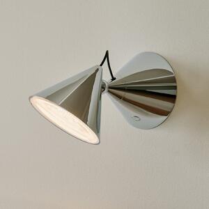 Tom Dixon LED stenska svetilka Pose, srebrna, 21 cm, plastika, zatemnjen, Kovinska, Dnevna soba / jedilnica, Kovina, Dizajn, Okrogla stena