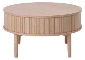 Okrogla klubska mizica v hrastovem dekorju v svetli naravni barvi ø 85 cm Meta – Unique Furniture
