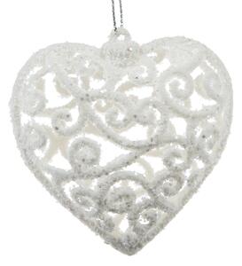 Božični okrasek Carlita Heart bela, 10 x 10 x 2cm, plastika