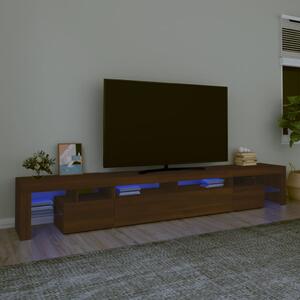 VidaXL TV omarica z LED lučkami rjav hrast 260x36,5x40 cm