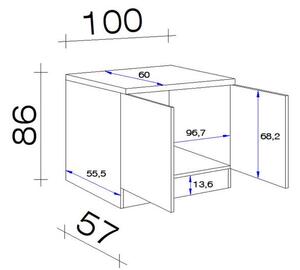 FlexWell Spodnja Omarica Za Korito Alba, Bela, Š. 100 Cm