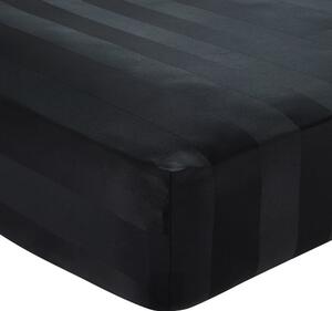 Črna napenjalna satenasta rjuha 150x200 cm So Soft Satin Stripe – Catherine Lansfield