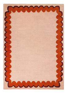Oranžna/v naravni barvi ročno tkana volnena preproga 140x200 cm Wiggle Wool – Flair Rugs