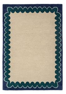Ročno tkana volnena preproga v naravni barvi/zelenomodra 140x200 cm Wiggle Wool – Flair Rugs