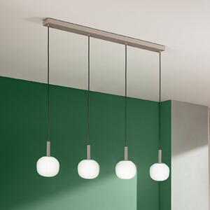 Luce Ambiente Design Visoka svetilka Eris, dolžina 114 cm, rjava/bela, kovina/steklo, 4-žarilna, zatemnjen, Rjava / rjasta, Dnevna soba / jedilnica, Aluminij, Sodobni