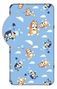 Modra napenjalna enojna bombažna otroška rjuha 90x200 cm Bluey – Jerry Fabrics