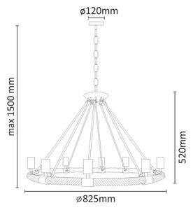 Lestenec na verigi ROPE ARTHUR 8xE27/20W/230V