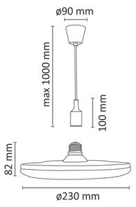 LED Obesna svetilka KIKI 1xE27/15W/230V črna