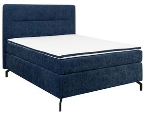 BOXSPRING POSTELJA 140 cm x 200 cm , tekstil temno modra