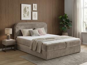 Oblazinjena postelja boxspring FORENA 160x200 cm bež Vzmetnica: Vzmetnica Bonell