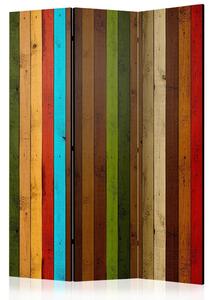 Artgeist Paravan Wooden Rainbow, 3-Delni, Enostranski