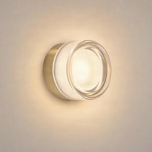 Lucande LED-stenna svetilka Somber, bronasta/jantarna, Ø 12,5 cm, IP44, Zlata / medeninasta, Hodnik, Steklo, Sodobni